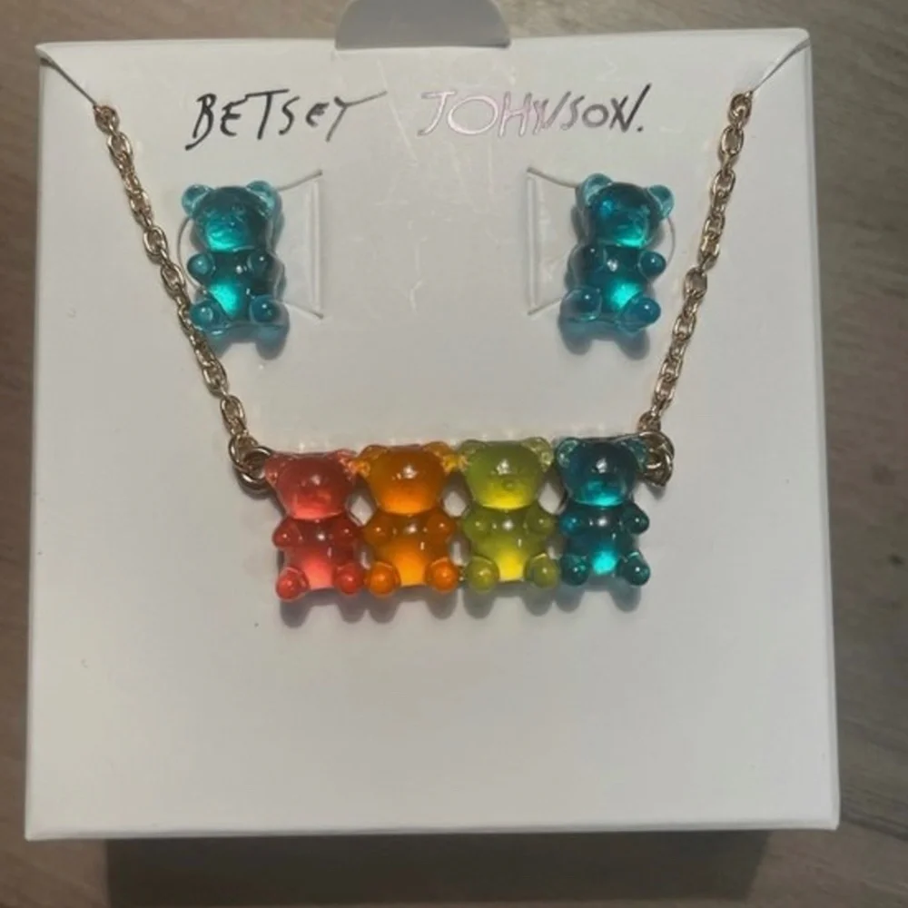 Betsey Johnson Gummy Bear Earrings & Necklace - Picture 1 of 9